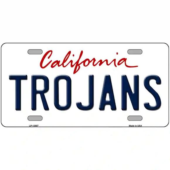 NCAA Trojans License Plate Background Metal Tag Sign USC Football So Cal New - Picture 1 of 3
